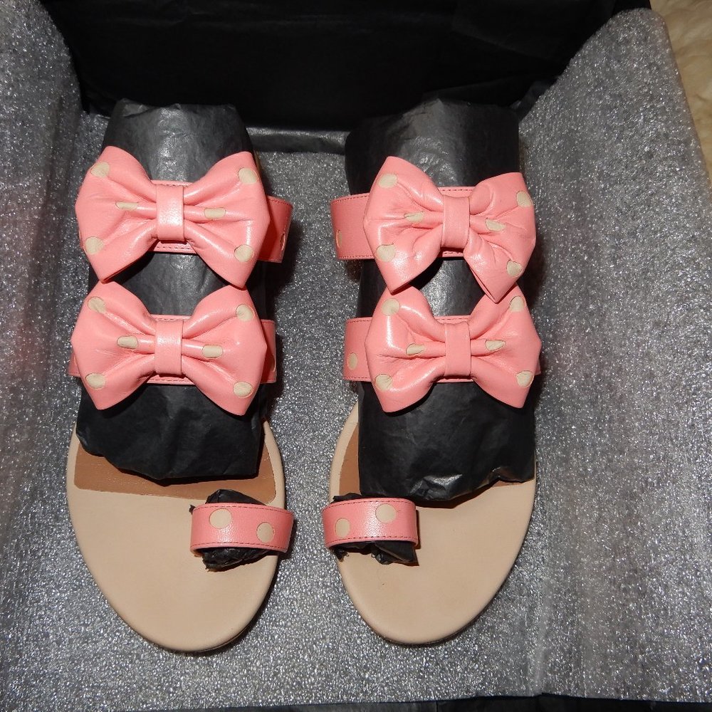 LAURENCE DACADE Polka-Dot Bow Slide Sandals